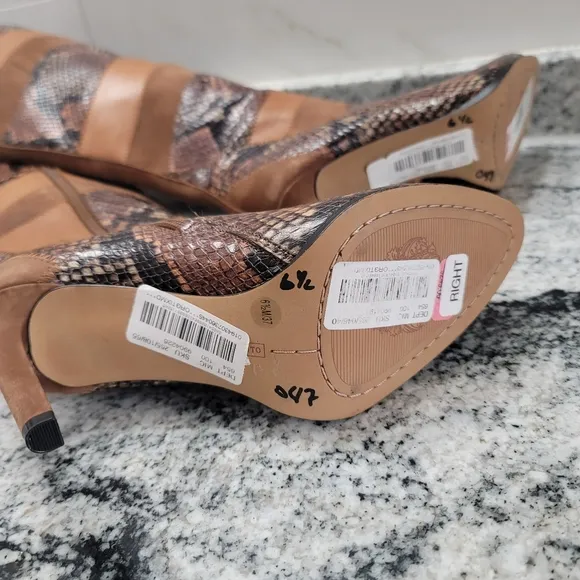 New VINCE CAMUTO Women's Saraalan Patchwork Boots Women's Shoes In Tostada