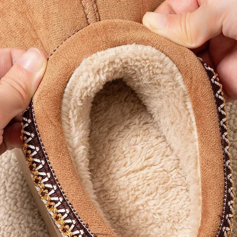 NEW Winter Woman Slippers Plush Interior Anti Slip Sole Thick Bottom Embroider Fashion  Warm Slippers Use Indoor Outdoor