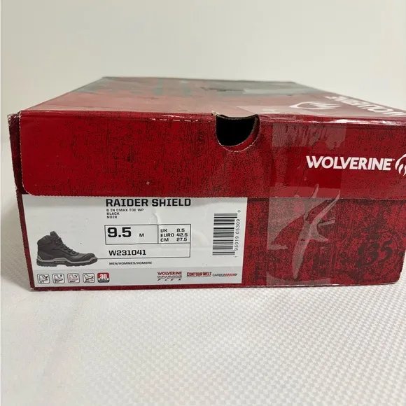 New WOLVERINE MEN'S RAIDER DURASHOCKS SHIELD 6&quot; BOOTS - COMPOSITE TOE Size: 9.5