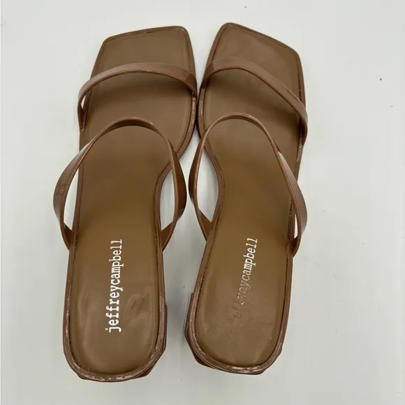 New Women’s Jeffrey Campbell slip on brown patent sandals Size 10