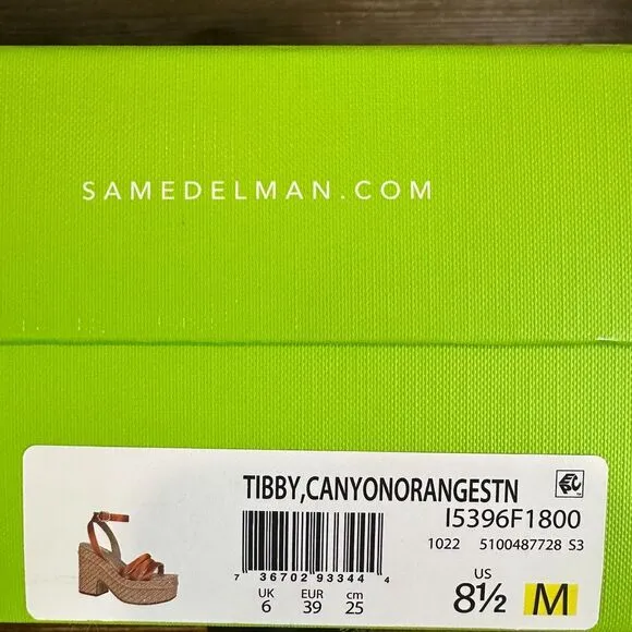 New Womens Sam Edelman Tibby Orange Satin Wedge‎ Heeled Sandals Shoes Size 8.5 M