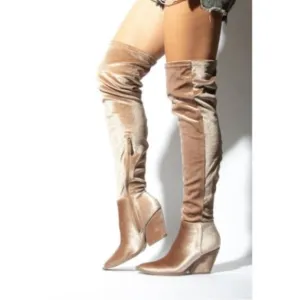 New women’s Sz 10 solid pointed toe over the knee taupe stunning stylish boots
