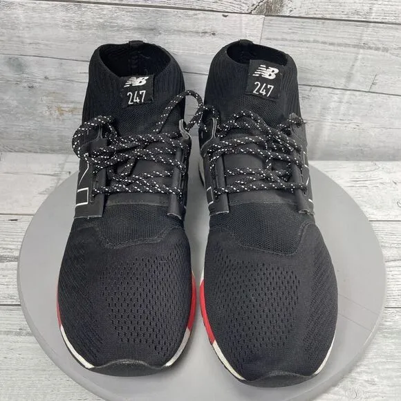 New Balance Mid 247 Black/White Mesh Knit Shoes Sneakers Mens Lifestyle Size 12