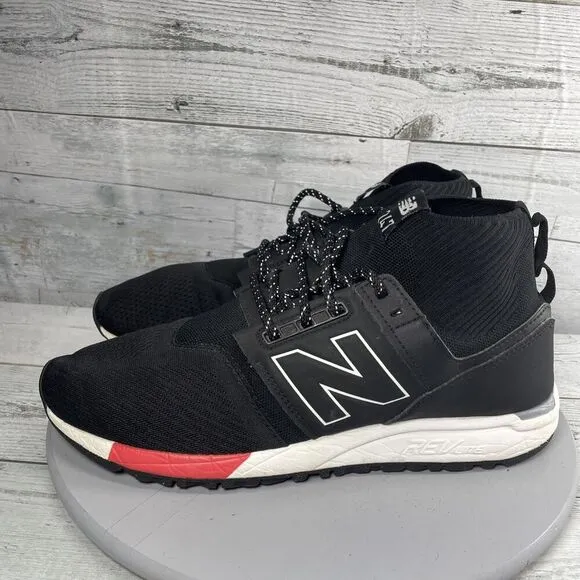 New Balance Mid 247 Black/White Mesh Knit Shoes Sneakers Mens Lifestyle Size 12