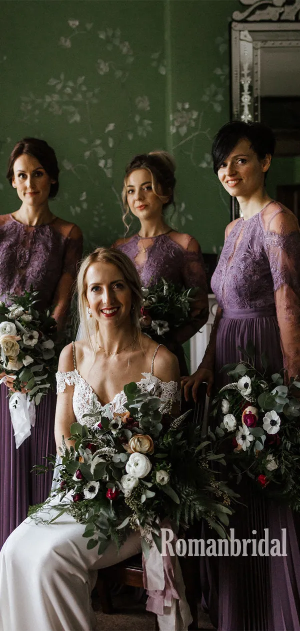 Newest Scoop Neck Lace Cheap Long Bridesmaid Dresses Online,RBWG0033