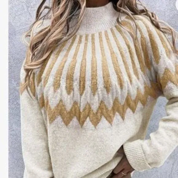 NEW Patterned Black Warm Pullover Sweater