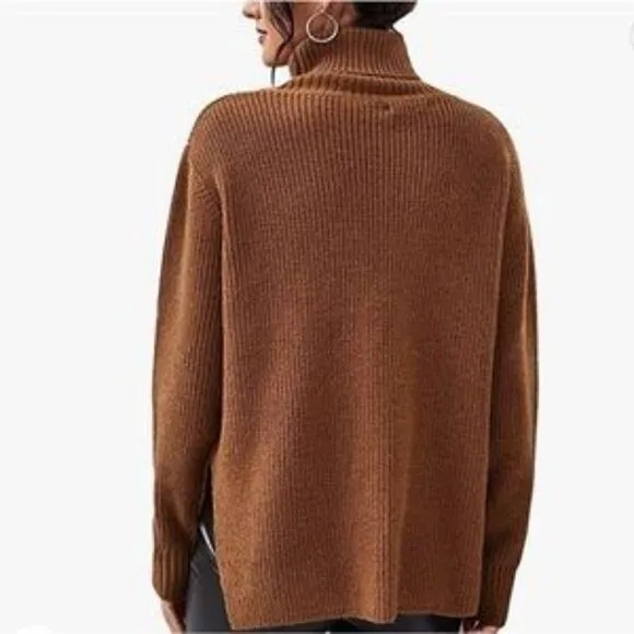 New Turtleneck Asymmetrical Oversized Knit Sweater