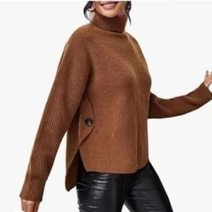 New Turtleneck Asymmetrical Oversized Knit Sweater