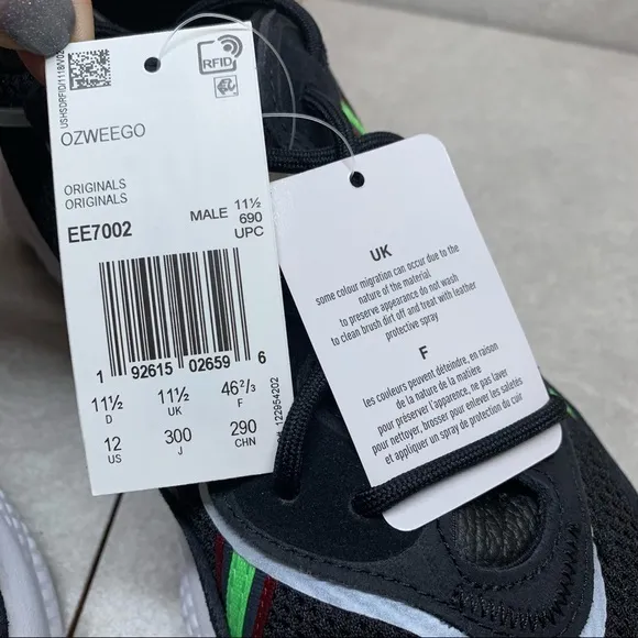 NIB Adidas Ozweego Core Black Solar Green shoes 12