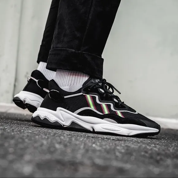 NIB Adidas Ozweego Core Black Solar Green shoes 12