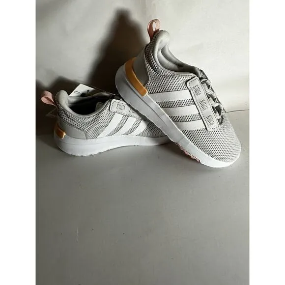 NIB Adidas Racer TR21 Kids Size 10K Sneaker Grey White Running Walking