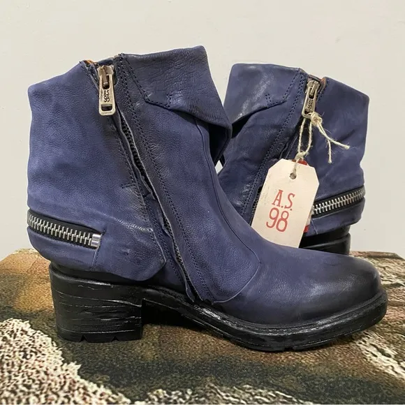 NIB AS98 Blue Ankle Boots Size 39