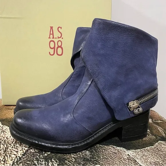 NIB AS98 Blue Ankle Boots Size 39