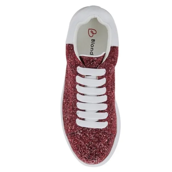 NIB Blondo Burgundy Sequin Diva Platform Sneakers Women’s Size 7