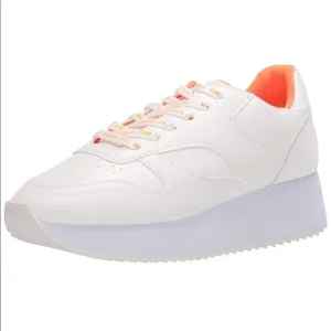 NIB Madden girl Angeles white Paris platform lace up sneakers 8.5 white &amp; orange