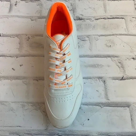 NIB Madden girl Angeles white Paris platform lace up sneakers 8.5 white &amp; orange