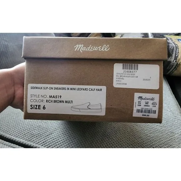 NIB Madewell Slip-on Sneaker in Rich Brown Leopard Print Calf Hair size 6