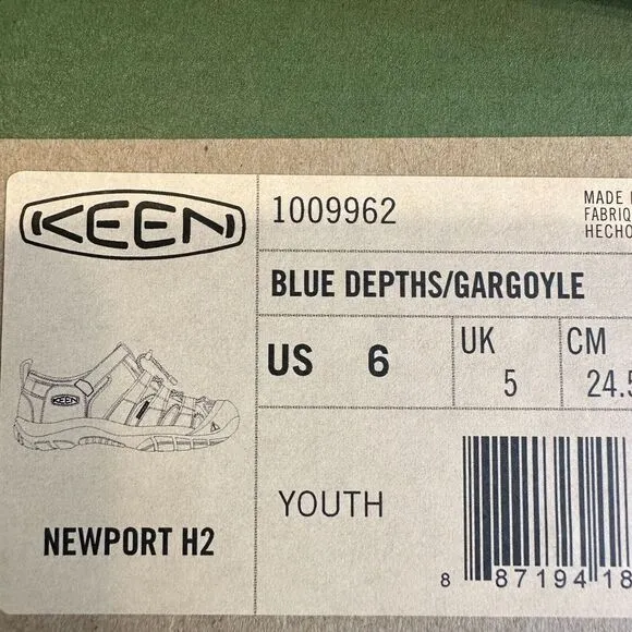 NIB New Big Kids‎ Keen Newport H2 Blue Strappy Outdoor Shoes Sandals Size 6 Y