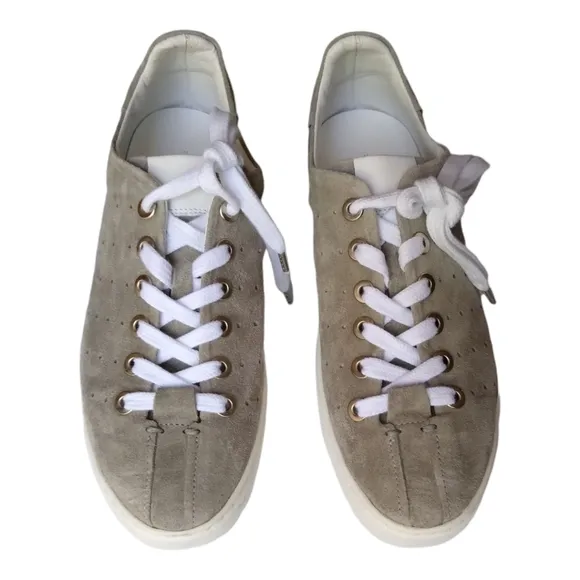 NIB Rag &amp; Bone Linden Cemento Perforated Sued Platform Sneakers in Gray Size 9.5