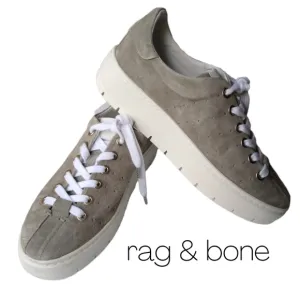 NIB Rag &amp; Bone Linden Cemento Perforated Sued Platform Sneakers in Gray Size 9.5