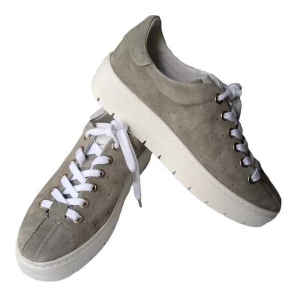 NIB Rag &amp; Bone Linden Cemento Perforated Sued Platform Sneakers in Gray Size 9.5