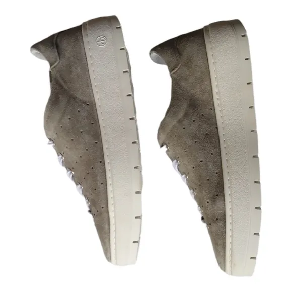 NIB Rag &amp; Bone Linden Cemento Perforated Sued Platform Sneakers in Gray Size 9.5