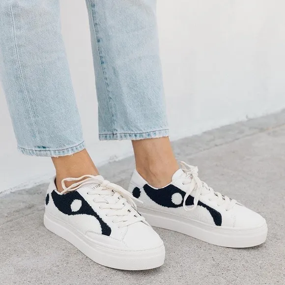 NIB Soludos Yin Yang Platform Sneaker White/Black size 5.5