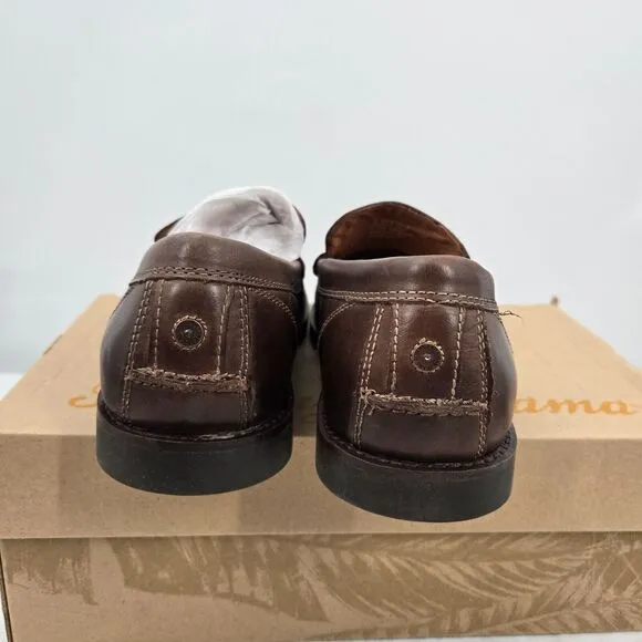 NIB Tommy Bahama Rocker Canyon Venetian Brown Leather Slip-On Shoes 9 Loafer Men
