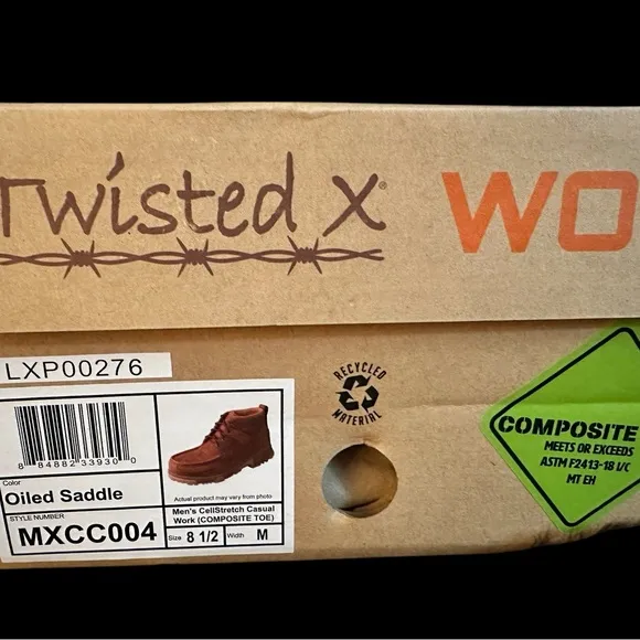 NIB Twisted X Men's Work Leather Lace-up Composite Toe Boot- 8.5 M. MSRP $170.