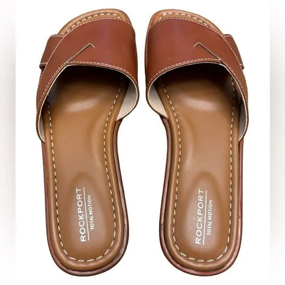 NIB WOMEN'S TOTAL MOTION ZADIE SLIDE SANDALS WOMEN'S SHOES IN SPICED RUM LEATHER