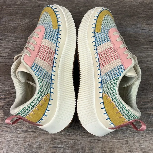Nicole Miller BRITA Mixed Woven Platform Sneakers Size 7.5