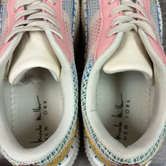 Nicole Miller BRITA Mixed Woven Platform Sneakers Size 7.5