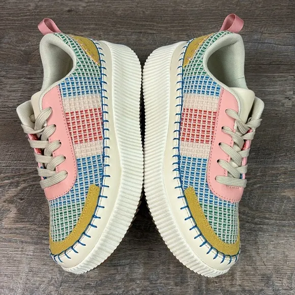 Nicole Miller BRITA Mixed Woven Platform Sneakers Size 7.5