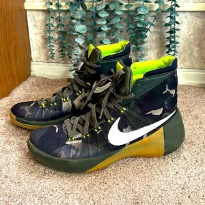 Nike  2015 Hyperdunk Premium High-Top black / camo/ neon  sneakers sz 8.5