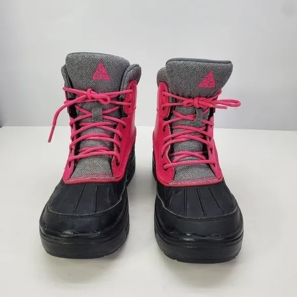 Nike ACG Boots Size 5 Youth Shoes 524876-600 Pink Black Gray Leather