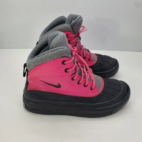 Nike ACG Boots Size 5 Youth Shoes 524876-600 Pink Black Gray Leather