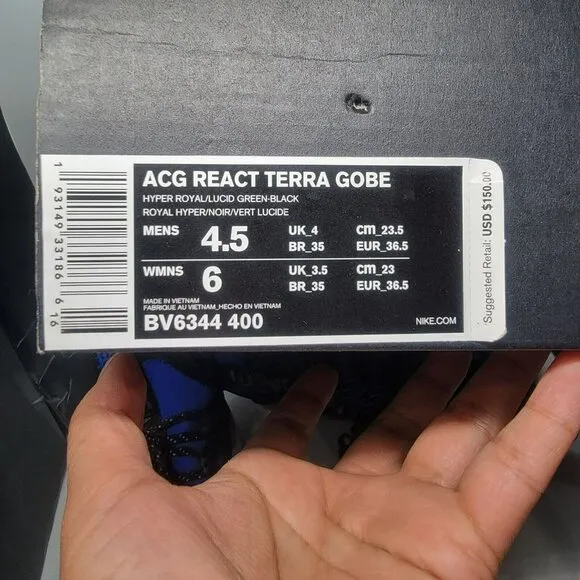 🤩Nike ACG React Terra Gobe Sz 6 Women's outdoor Shoes Blue Black BV6344-400 New