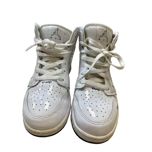Nike Air boys 1 mid schematic shoe/high top white sneakers DQ1864100US AUTHENTIC
