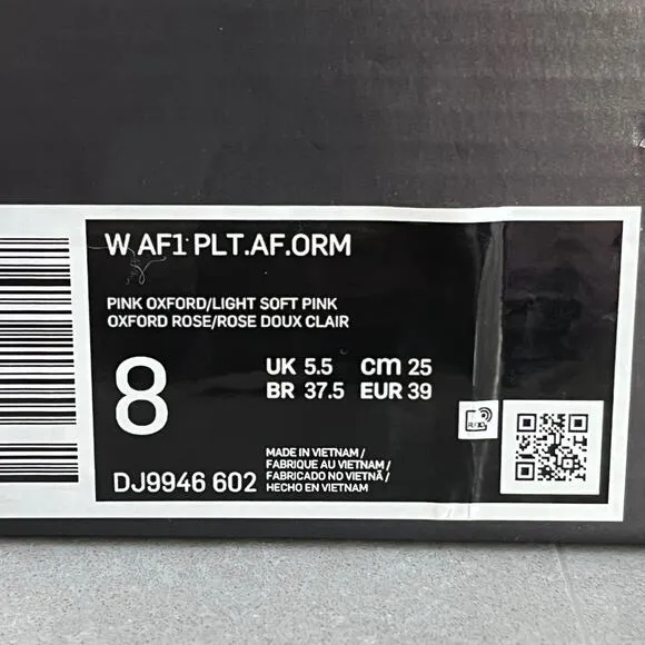 Nike Air Force 1 AF1 Platform PLT.AF.ORM Sneakers Pink Oxford Light Soft Pink