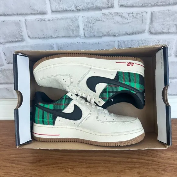⭐Nike  Air Force 1 Low '07 LX Plaid Sz 8 Women Shoes Ivory Green DV0791-100 New⭐