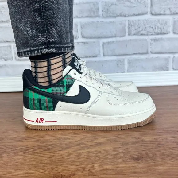 ⭐Nike  Air Force 1 Low '07 LX Plaid Sz 8 Women Shoes Ivory Green DV0791-100 New⭐