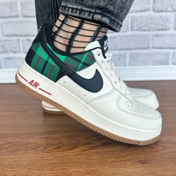 ⭐Nike  Air Force 1 Low '07 LX Plaid Sz 8 Women Shoes Ivory Green DV0791-100 New⭐