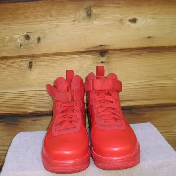 Nike Air Force 1 Men’s Foamposite Triple Red High Top Sneakers Mens 10