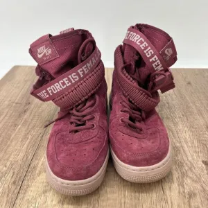 Nike Air Force 1 SF AF1 The Force Is Female Burgundy‎ Suede High Top Sneakers 7