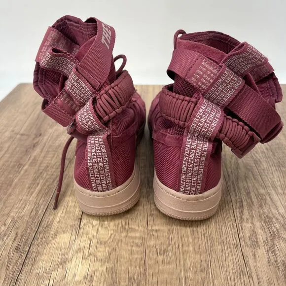 Nike Air Force 1 SF AF1 The Force Is Female Burgundy‎ Suede High Top Sneakers 7