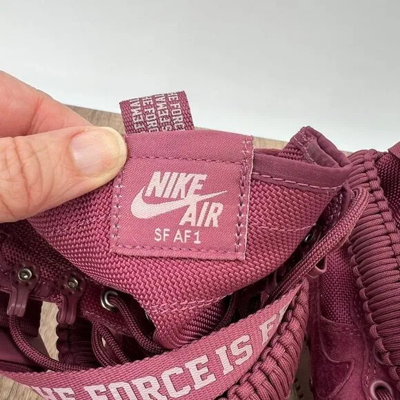 Nike Air Force 1 SF AF1 The Force Is Female Burgundy‎ Suede High Top Sneakers 7