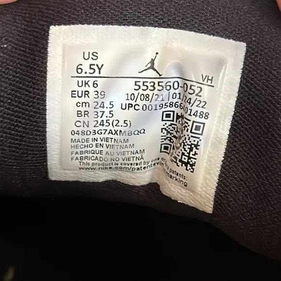 Nike Air Jordan 1 Low LT Smoke Grey Black White Shoes 553560-052 Youth Size 6.5Y
