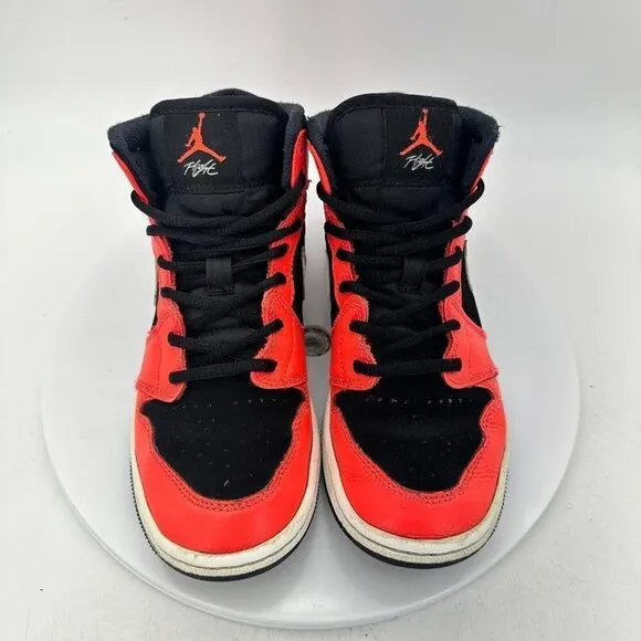 Nike Air Jordan 1 Mid Youth Size 4.5Y 554725-061 Infrared Black White Shoes