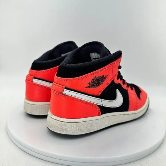 Nike Air Jordan 1 Mid Youth Size 4.5Y 554725-061 Infrared Black White Shoes