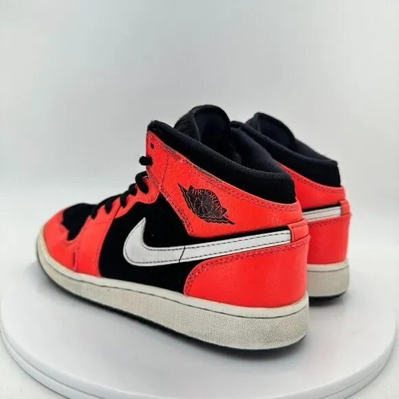 Nike Air Jordan 1 Mid Youth Size 4.5Y 554725-061 Infrared Black White Shoes